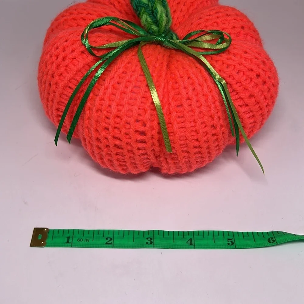 Handmade Orange Knit Pumpkin Decor